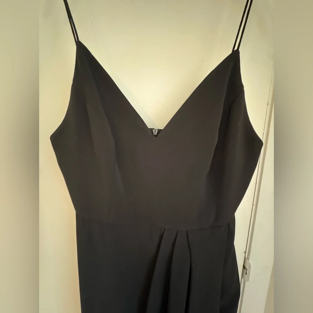 Shona Joy Black Draped Midi Dress Spaghetti Strap Formal Dress Size 8 Like New - Picture 5 of 8
